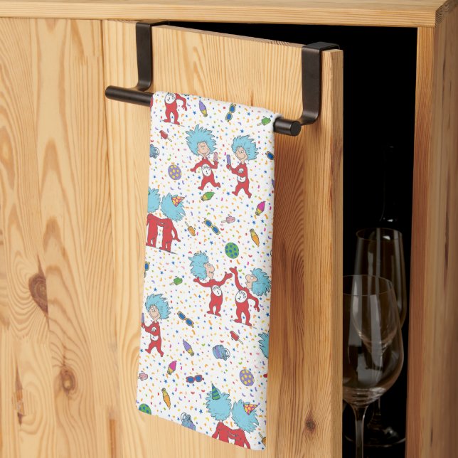 Thing One Thing Two Celebration Pattern Kitchen Towel (Thirds Fold)