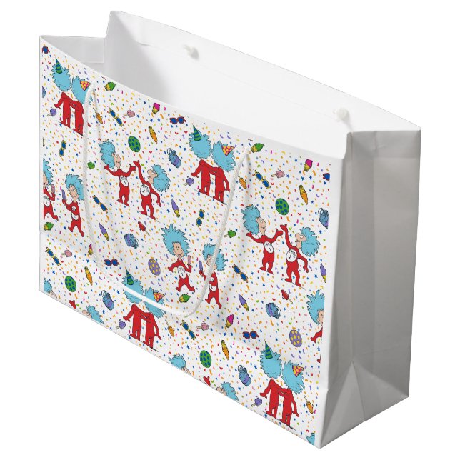 Thing One Thing Two Celebration Pattern Large Gift Bag (Front Angled)