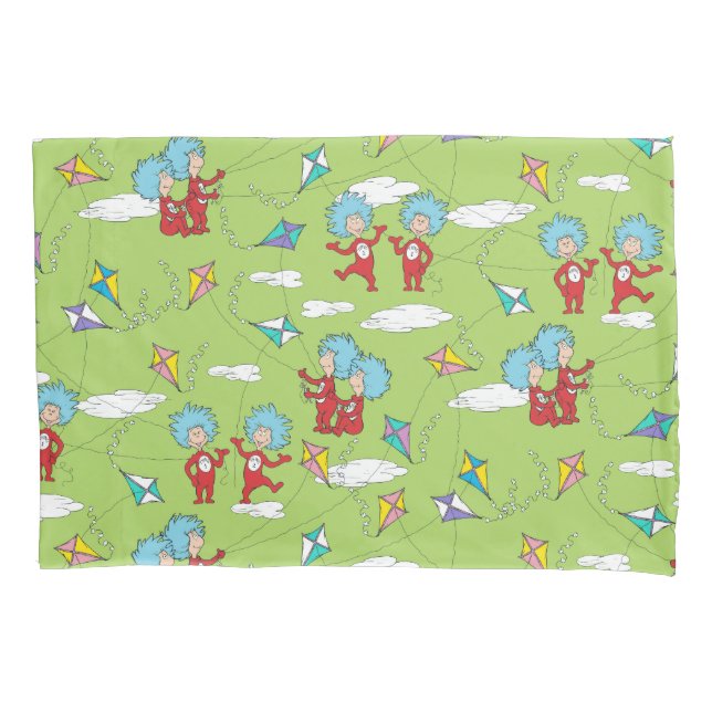 Thing One Thing Two Flying Kite Things Pattern Pillowcase (Front)