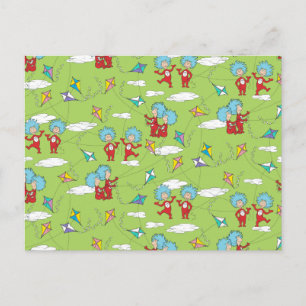 Thing One Thing Two Flying Kite Things Pattern Postcard