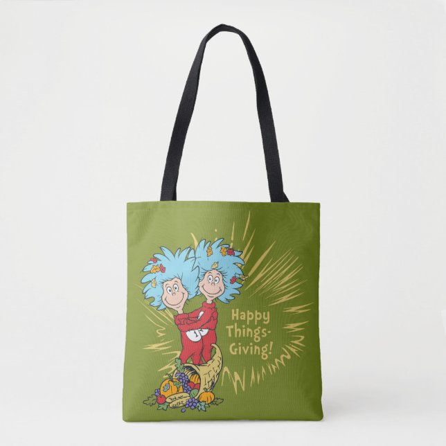 Thing One Thing Two Happy Things-Giving! Tote Bag (Front)