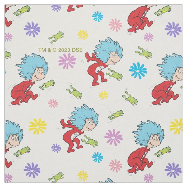 Thing One Thing Two Hoppy Frog Things Pattern Fabric (Swatch)
