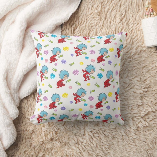Thing One Thing Two Hoppy Frog Things Pattern Throw Pillow (Blanket)