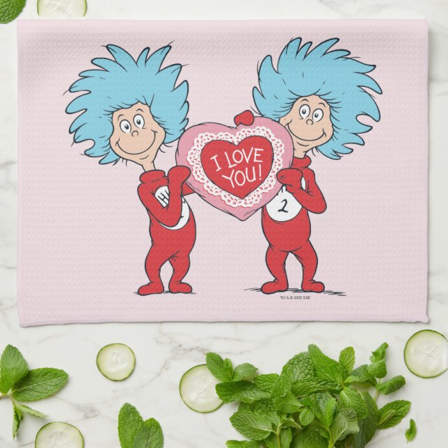 Thing One Thing Two I Love You Kitchen Towel (Folded)