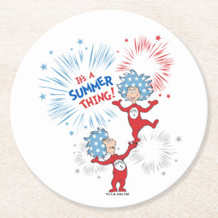 Thing One Thing Two It's A Summer Thing Round Paper Coaster