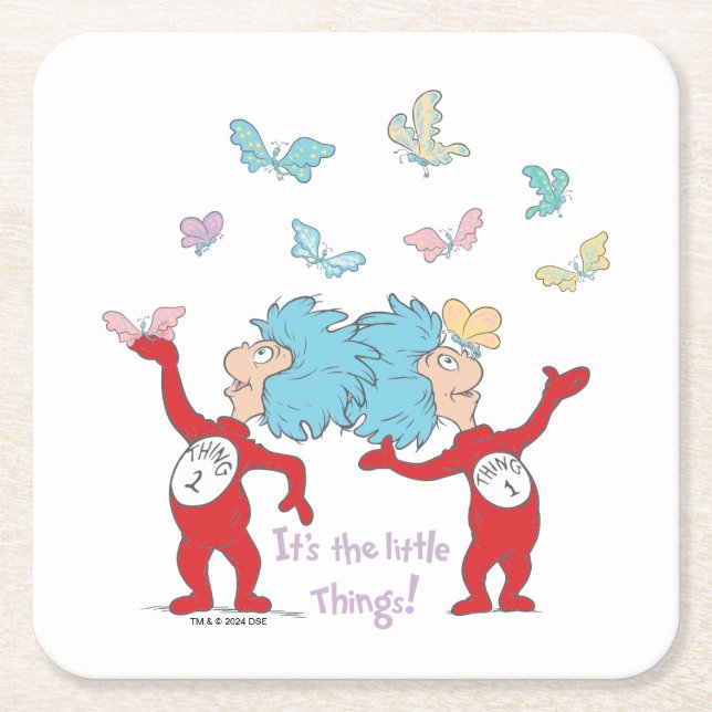Thing One Thing Two It's The Little Things! Square Paper Coaster (Front)