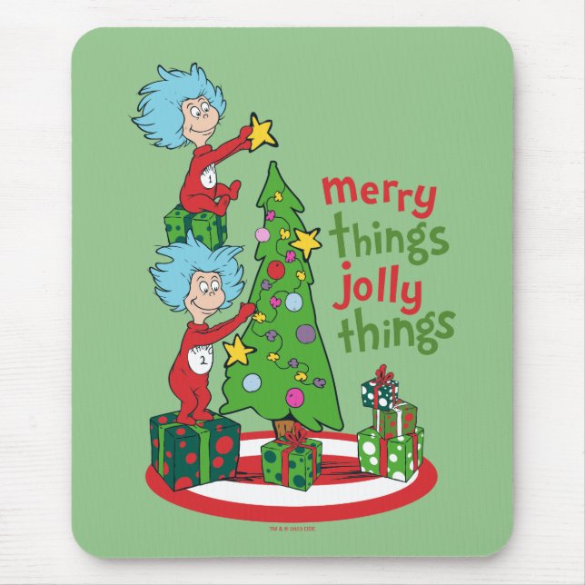 Thing One Thing Two Merry Things Jolly Things Mouse Pad (Front)