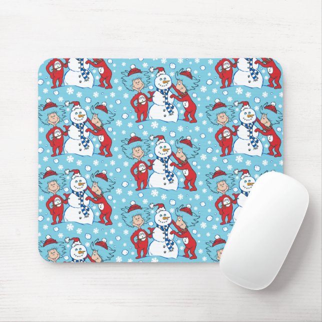 Thing One Thing Two Snowman Pattern Mouse Pad (With Mouse)