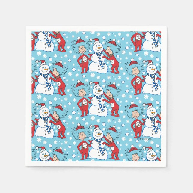 Thing One Thing Two Snowman Pattern Napkin (Front)