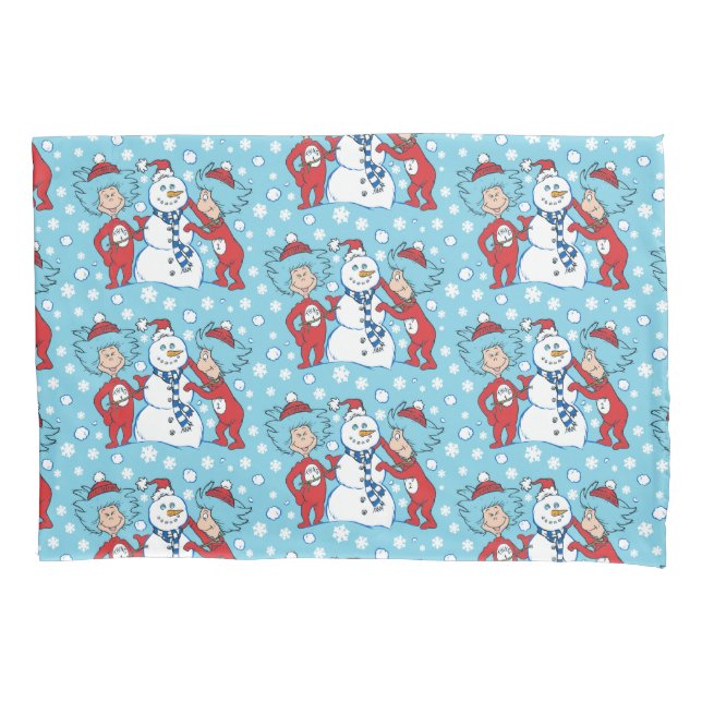 Thing One Thing Two Snowman Pattern Pillowcase (Front)