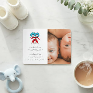Thing One Thing Two Twins Baby Birth Announcement