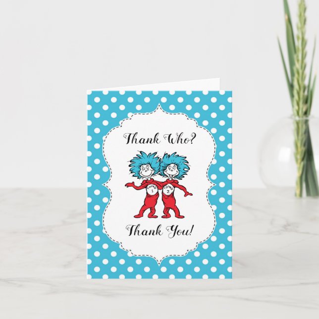Thing One Thing Two | Twins Baby Shower Thank You Card (Front)