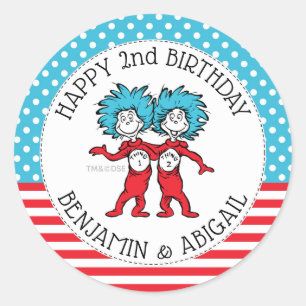 Thing One Thing Two   Twins Birthday Classic Round Sticker
