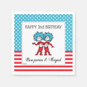 Thing One Thing Two   Twins Birthday Napkin