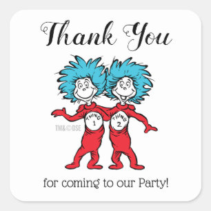 Thing One Thing Two   Twins Birthday Thank You Square Sticker