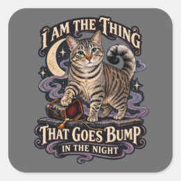 Thing That Goes Bump in the Night Halloween Cat Square Sticker