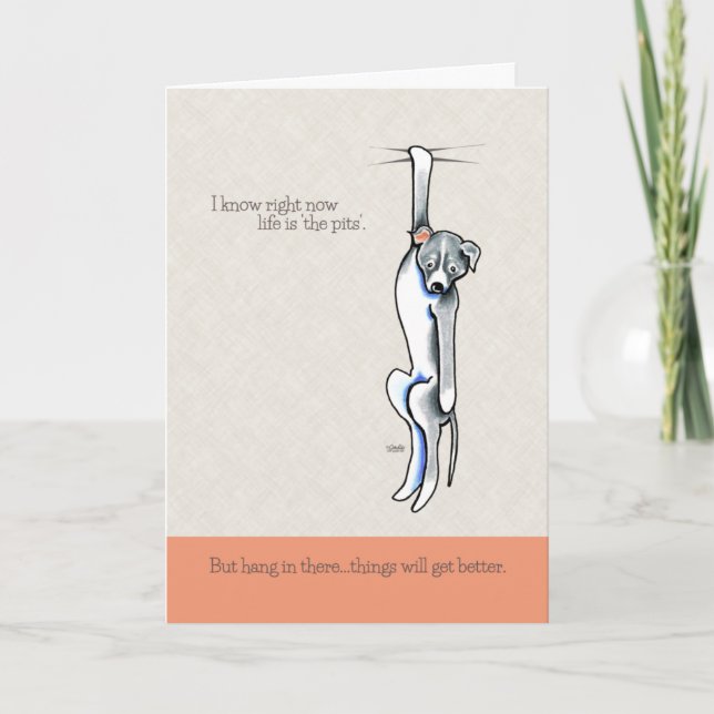Things Get Better Cute Pit Bull Encouragement Card (Front)