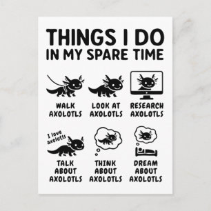 Things I Do In My Spare Time Axolotl Hobby Postcard