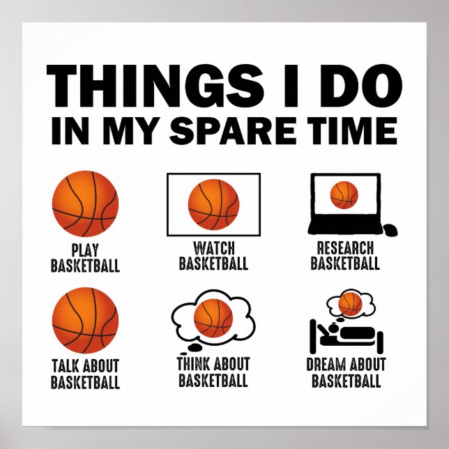 Things I Do In My Spare Time Basketball Poster (Front)