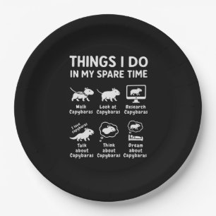Things I Do In My Spare Time Capybara Funny Paper Plate