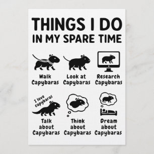 Things I Do In My Spare Time Capybara Funny Pet Invitation