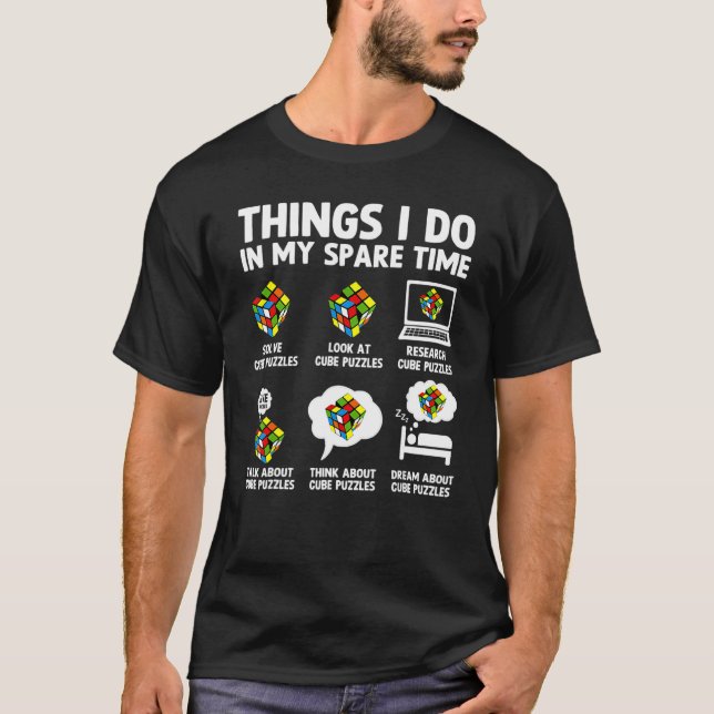 Things I Do In My Spare Time Cube Puzzle Speed Cub T-Shirt (Front)