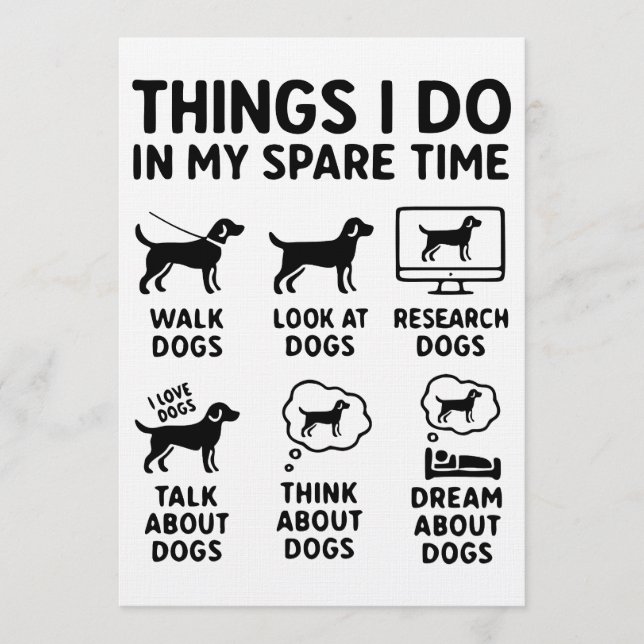 Things I Do In My Spare Time Dogs Funny Invitation (Front)