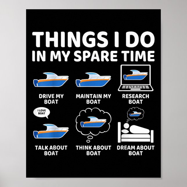 Things I Do In My Spare Time Funny Boating Boat En Poster (Front)