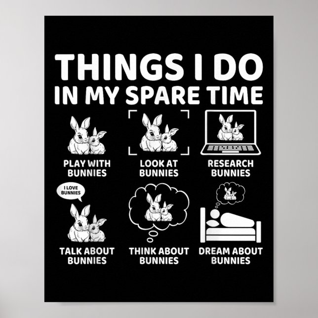 Things I Do In My Spare Time Funny Bunny Rabbit Lo Poster (Front)