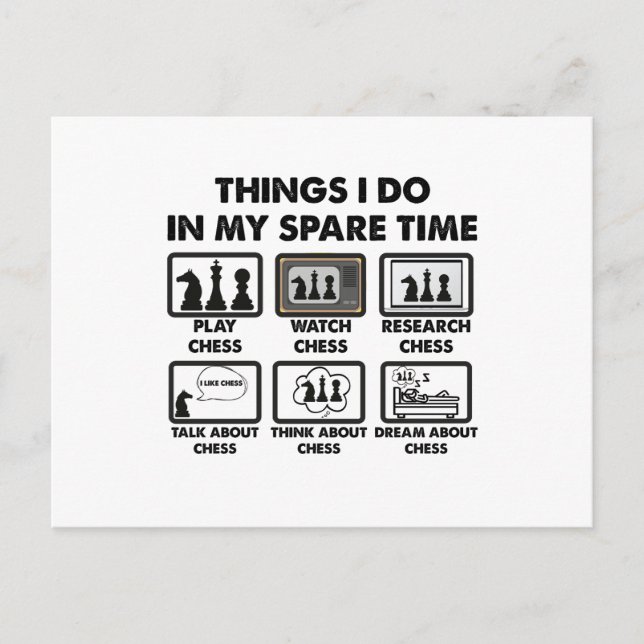 Things I Do In My Spare Time Funny Chess Player  Postcard (Front)