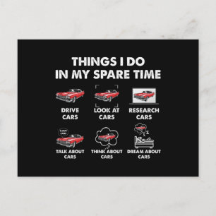 Things I Do In My Spare Time Funny Classic Cars Postcard