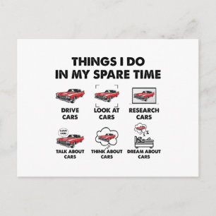 Things I Do In My Spare Time Funny Classic Cars Postcard
