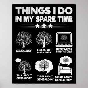 Things I Do In My Spare Time Funny Genealogy  Poster