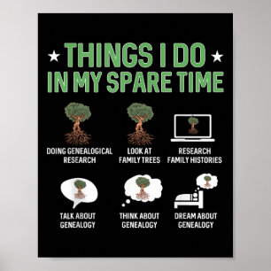 Things I Do In My Spare Time Genealogy Ancestry Ge Poster