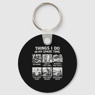 Things i do in my spare time hiking retro  keychain