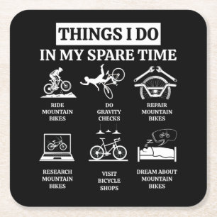 Things I Do In My Spare Time - MTB Mountain Bike Square Paper Coaster