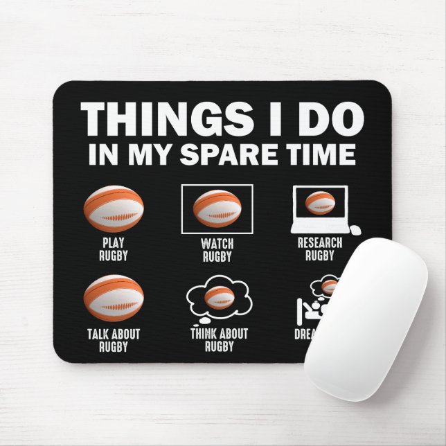 Things I Do In My Spare Time Rugby Mouse Pad (With Mouse)