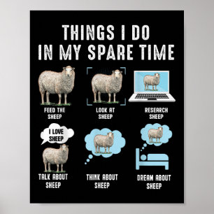 Things I Do In My Spare Time Sheeps Funny Sheep  Poster