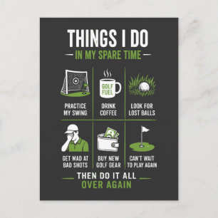 Things I Do Spare Time Golf Over Again Postcard