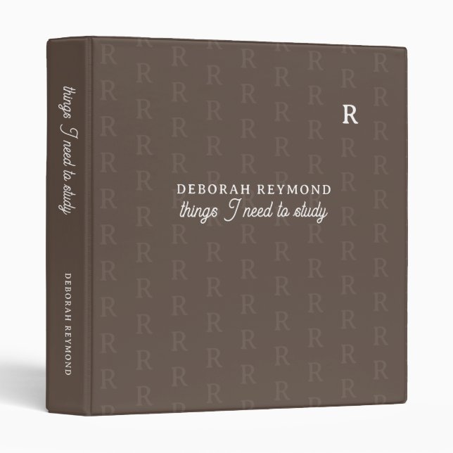 'Things I need to Study' personalized Binder (Front/Spine)