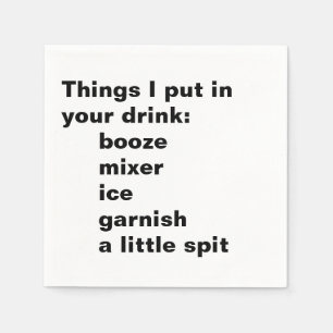 Things I Put In cocktail napkin