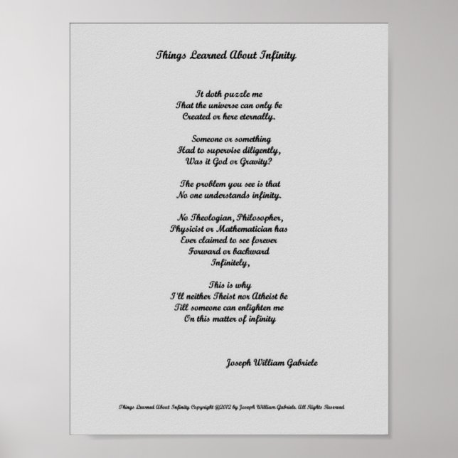 Things Learned About Infinity Poster (Front)