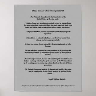 Things Learned ABout Slavery And Debt Poster