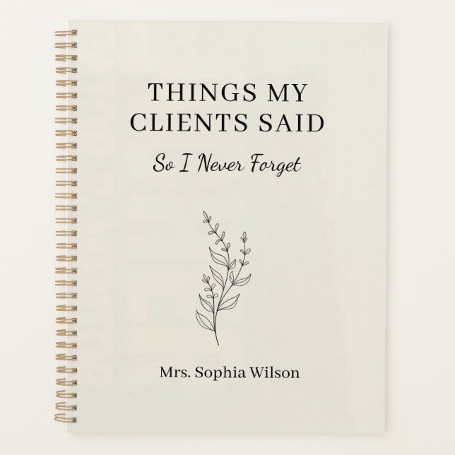 Things My Clients Said Funny Therapis Personalized Planner (Front)