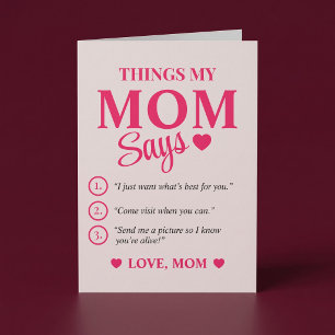 Things My Mom Says Custom Card For Mom