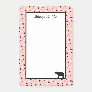 Things To Do Bear & Polka Dots on Pink Post-it Notes