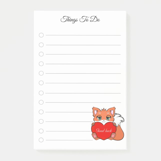 Things To Do & Cute Little Fox Post-it Notes (Front)
