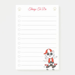 Things To Do & Cute Skater Cat Post-it Notes