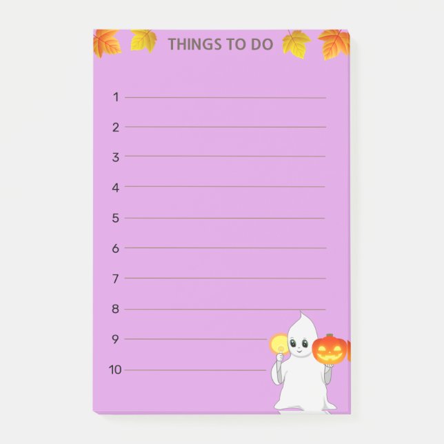 Things To Do & Ghost, Pumpkin & Candle on Violet Post-it Notes (Front)