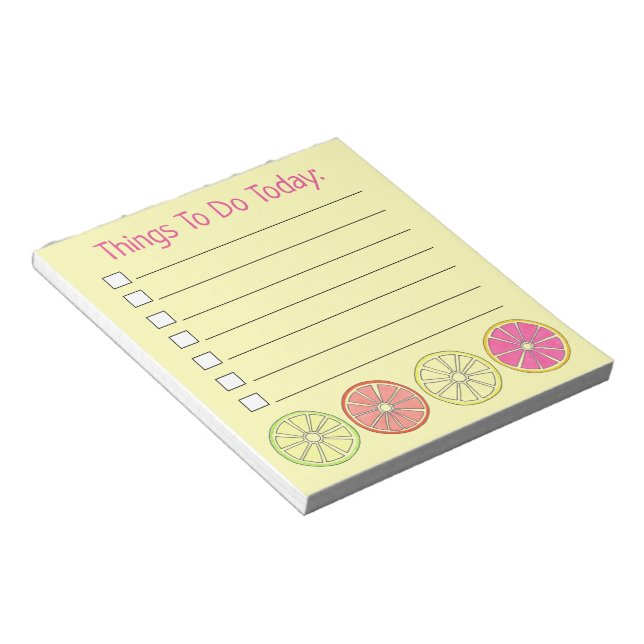Things To Do Today Citrus Fruit Slices Lemon Lime Notepad (Angled)